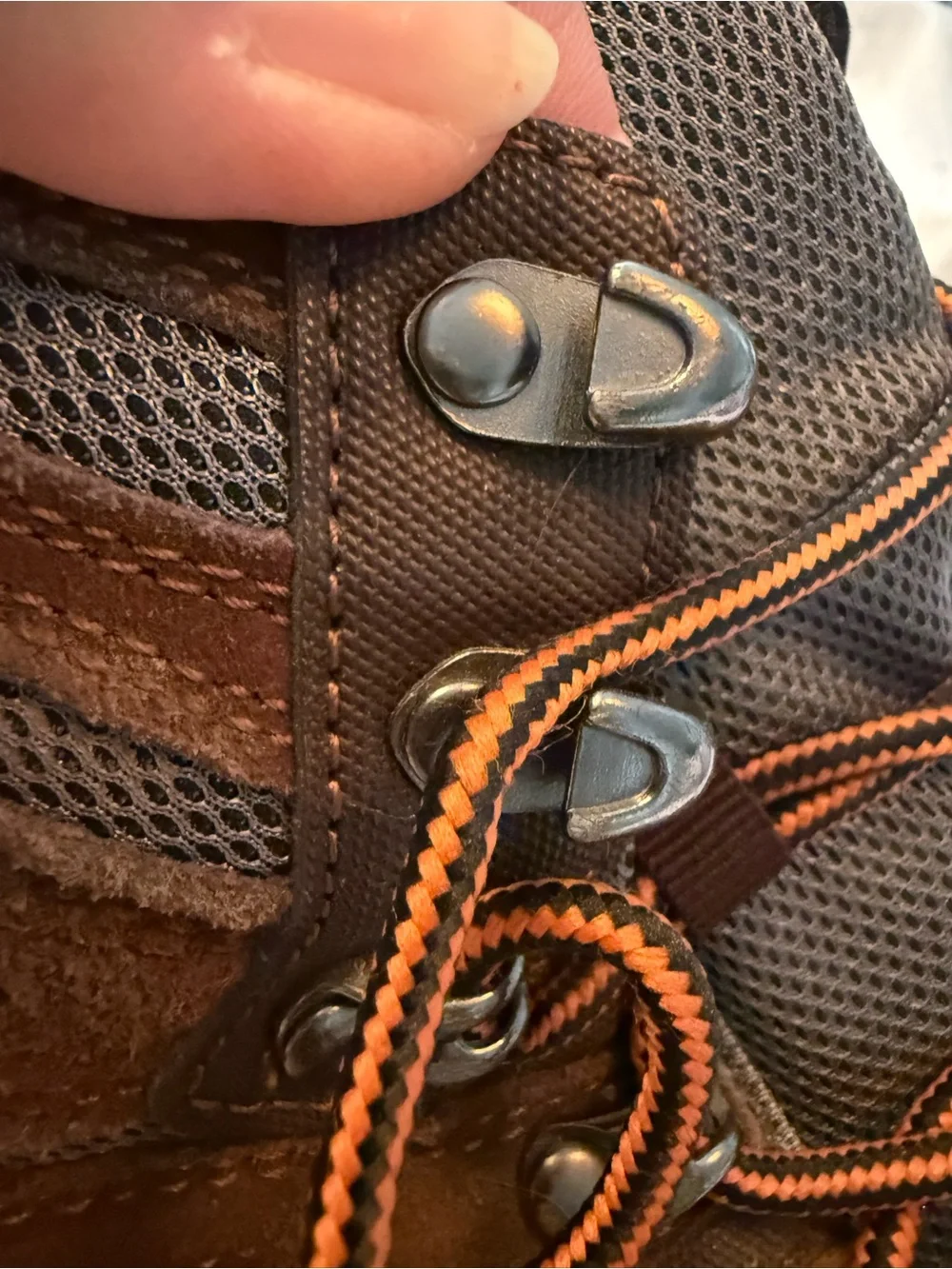 Men's Brown & Gray Hiking Boot with Orange Accents